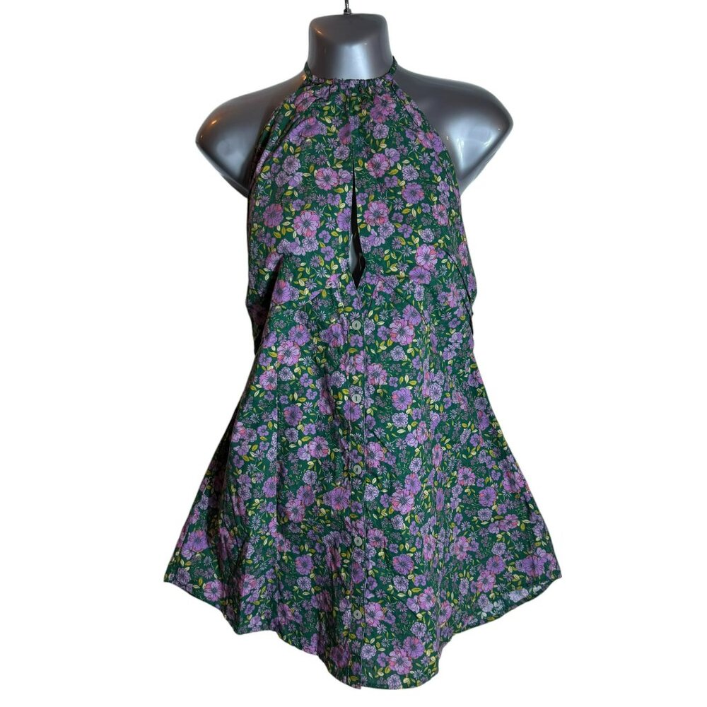 Free People Lyla Halter Tunic/Mini Dress – Green Floral – Size Medium